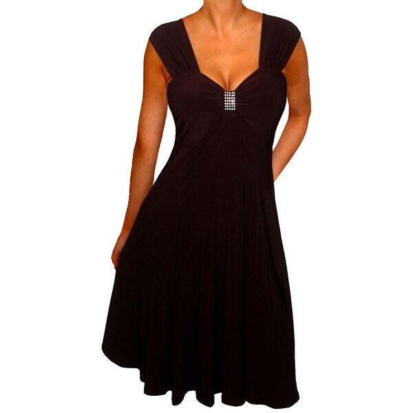 Funfash Plus Size Women Empire Waist A Line Black Dress Made in USA