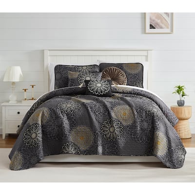 Midnight Floral 6 piece Quilt Bedding Set