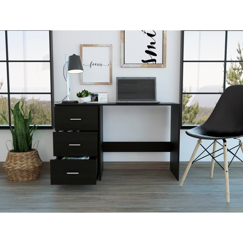 FM Furniture Berlin 3-Drawer Desk with Metal Handles
