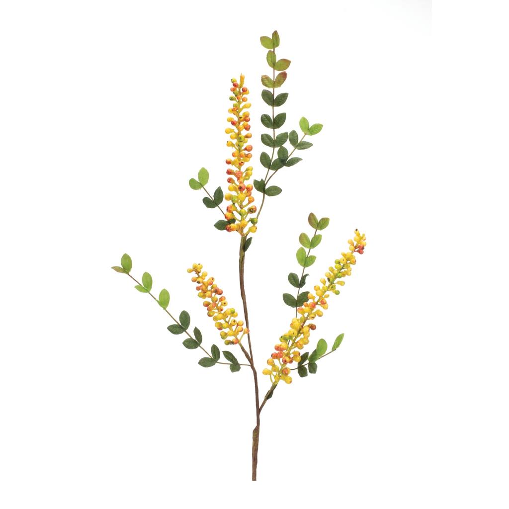 Yellow Berry Foliage Spray (Set of 6) - Yellow, Green
