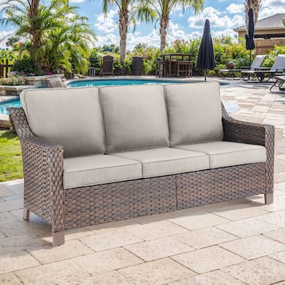 Gymojoy Premium Outdoor 3-Seat Wicker Sofa with Comfortable Cushions