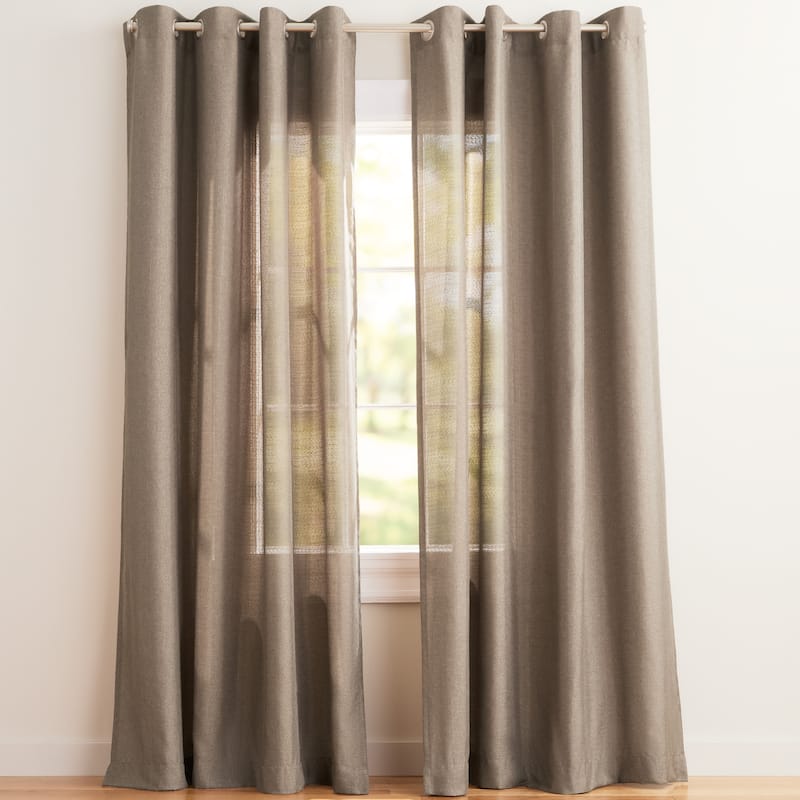 EXCLUSIVE HOME Loha Linen Grommet Top Curtain Panel Pair - 52x108 - Café