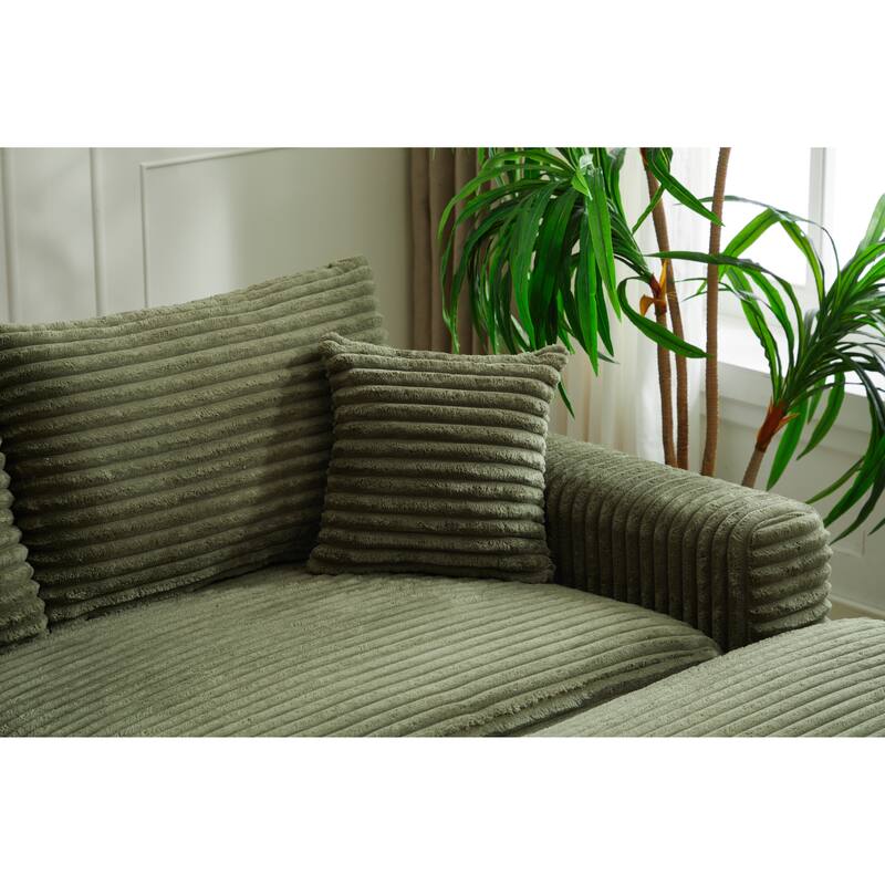 82" Corduroy 2-Piece Sectional Sofa with Slipcovers & 2 Pillows