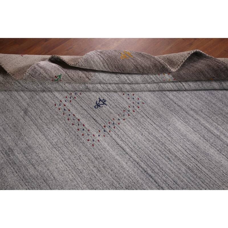 Striped Tribal Gabbeh Indian Area Rug Handmade Wool Carpet - 6'8"x 8'1"