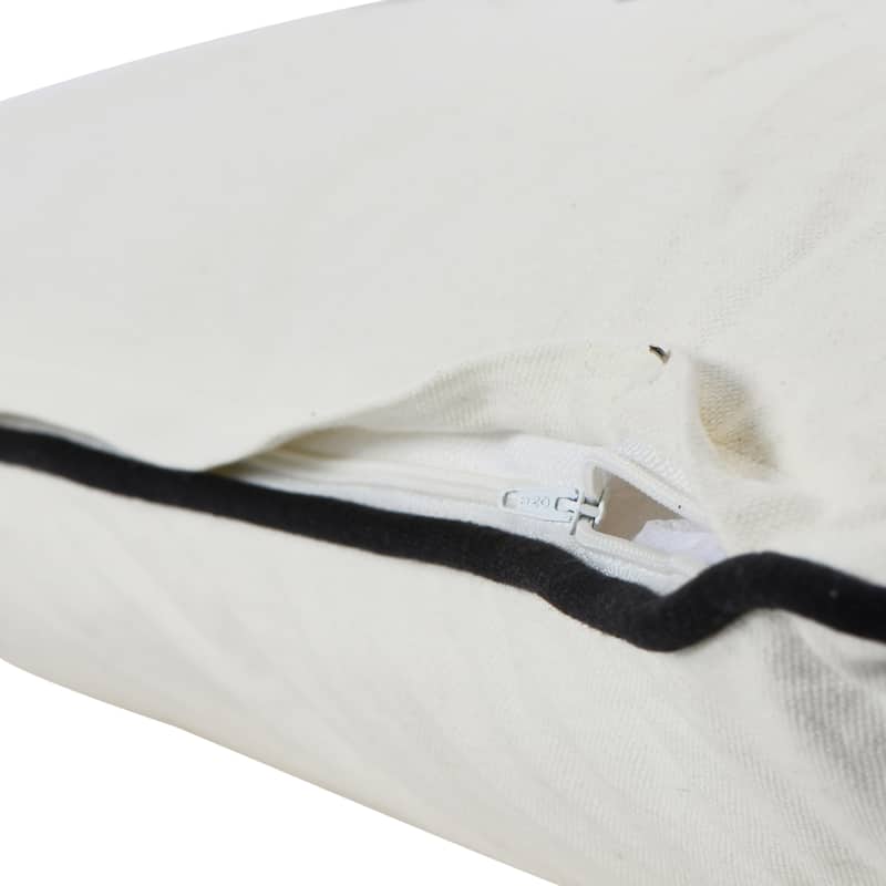 Two-Sided Cotton Lumbar Pillow with Applique "Better/Together", Cream Color & Black