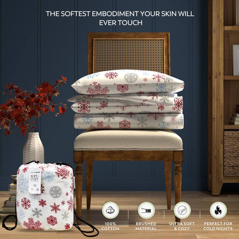 Color Sense Cotton Double Brushed and Extra Warm Flannel Sheet Set