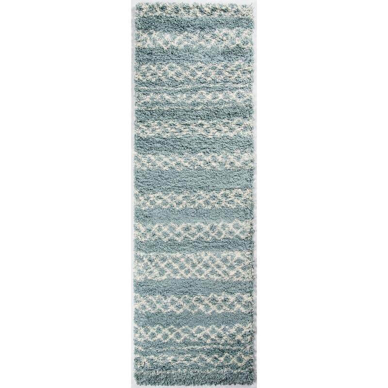 Momeni Maya Contemporary Geometric Area Rug - 2'3" x 7'6" Runner - Blue - Runner/Rectangle
