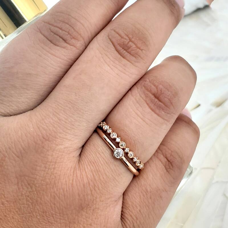 Auriya Chic Stackable Rings 1/6ctw Diamond Set of 2 10K Gold