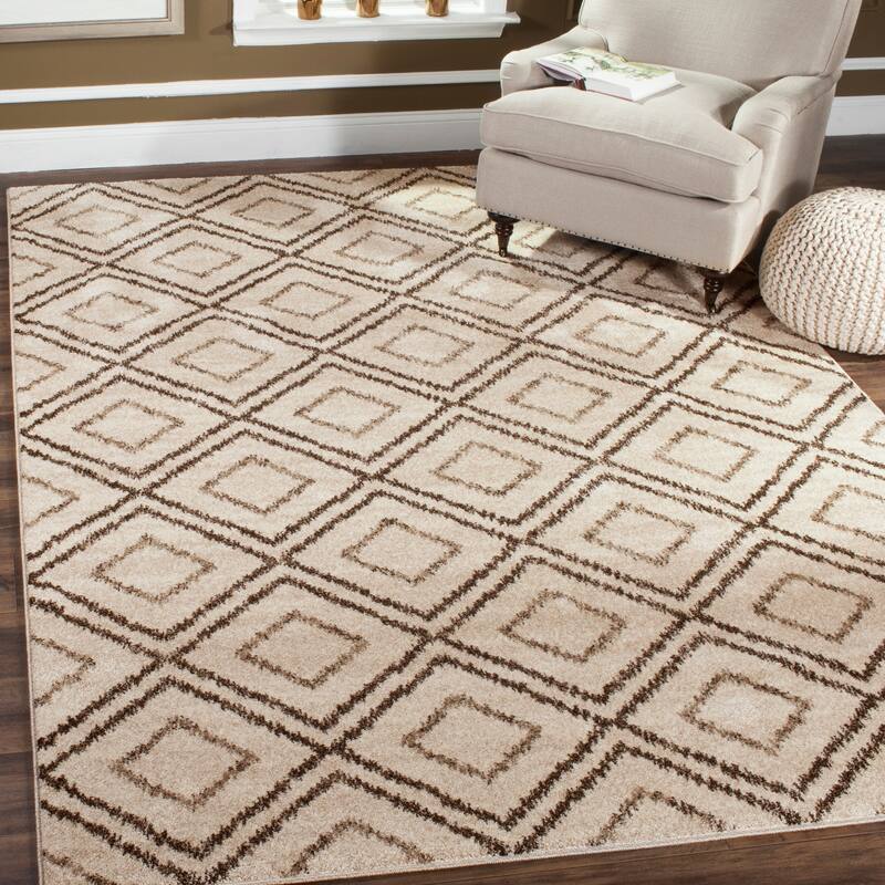 SAFAVIEH Tunisia Preeti Moroccan Diamond Trellis Rug - 5'1" x 7'6" - Creme/Brown