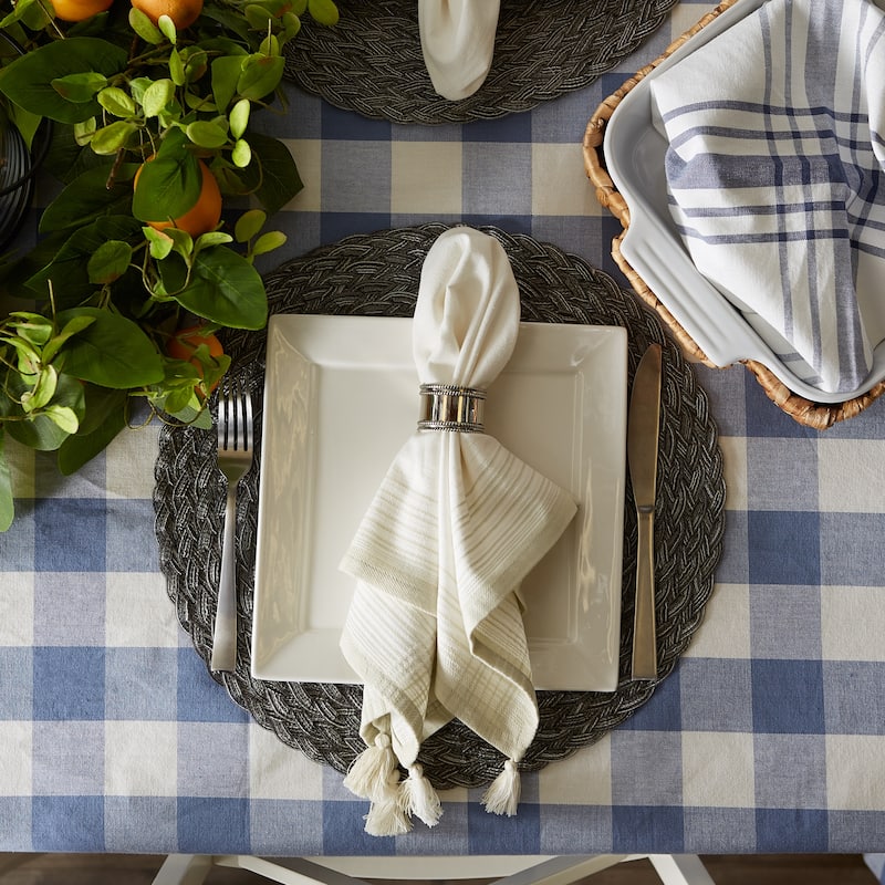 DII Stonewash Blue Buffalo Check Tablecloth