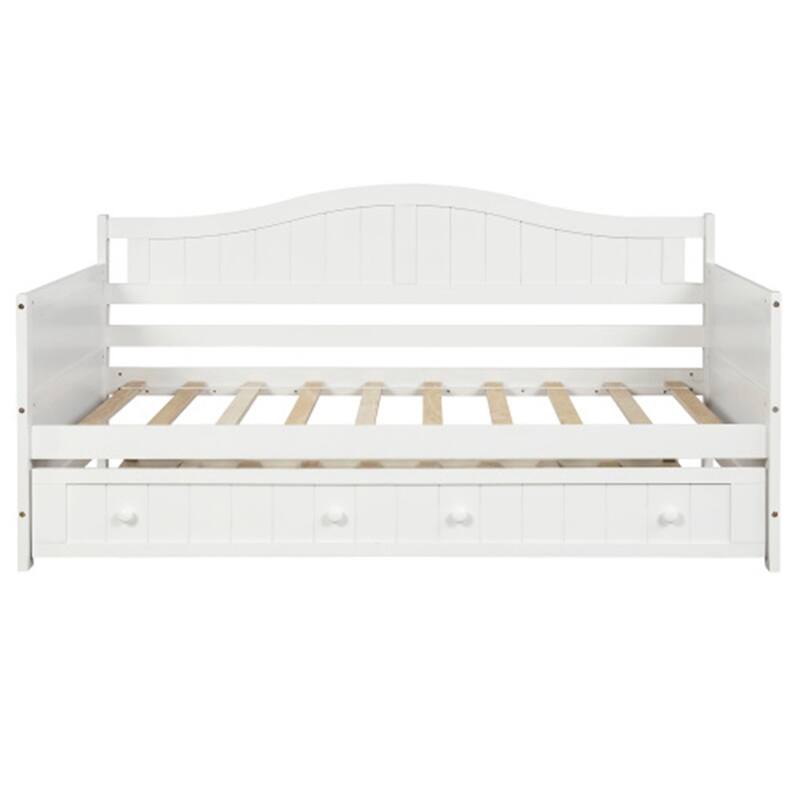Twin Wooden Daybed with 2 drawers / Trundle Bed, Sofa Bed for Bedroom Living Room,No Box Spring Needed