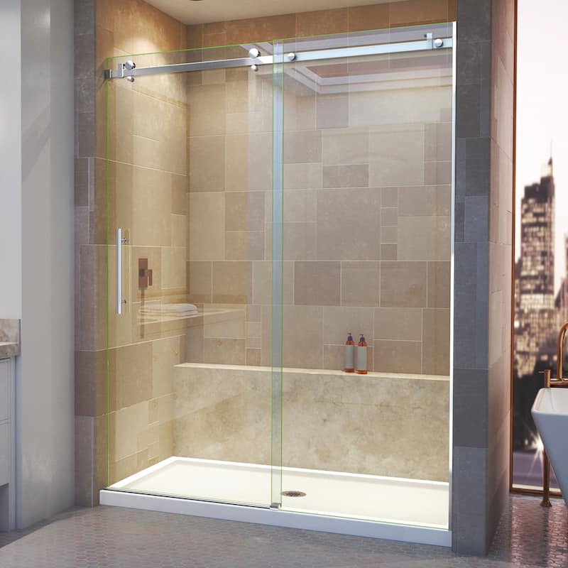 DreamLine Enigma Air 56-60 in. W x 76 in. H Frameless Sliding Shower Door - 56" - 60" W - Polished Stainless Finish
