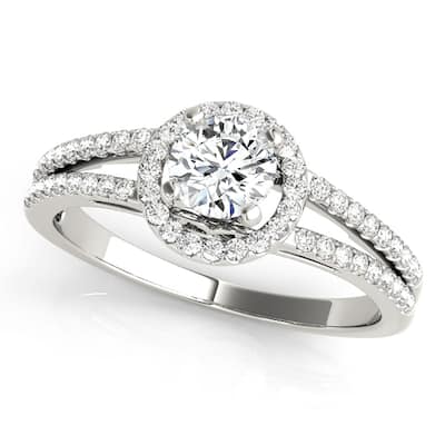 Auriya 14k White Gold Lab Grown Round Diamond Halo Engagement Ring 0.50 to 5.00 ct. tw. (F-G VS)