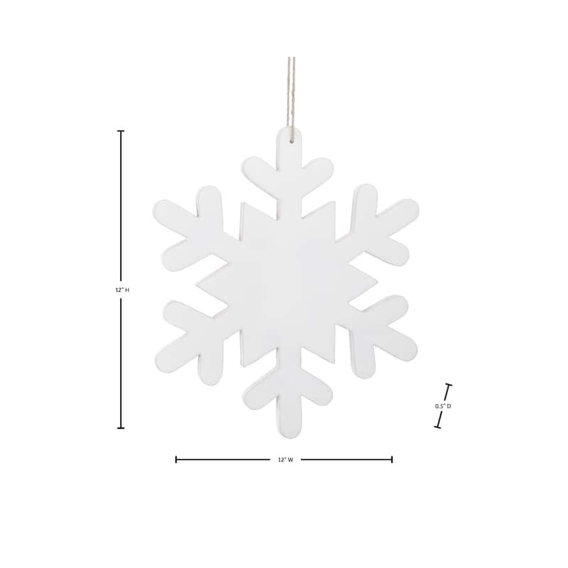 12" MDF Enamel Snowflake Ornament Set of 2