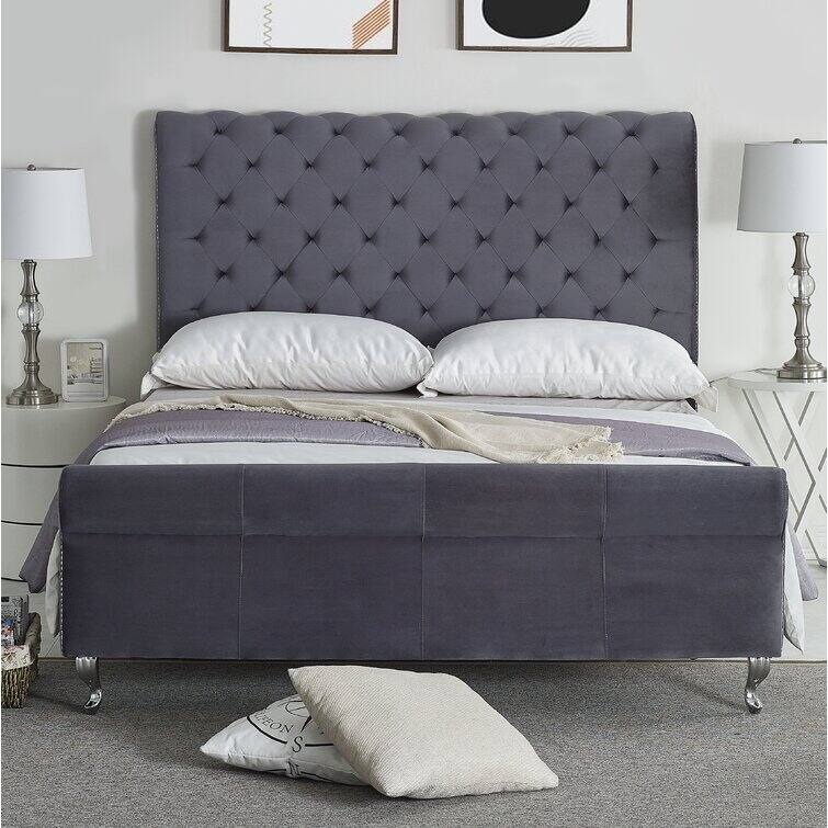 Collinsworth Tufted Low Profile Sleigh Bed