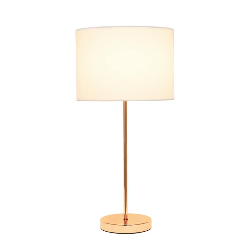 23 in. Rose Gold Finish Table Lamp with White Shade, Durable Stick Lamp for End/Side Tables