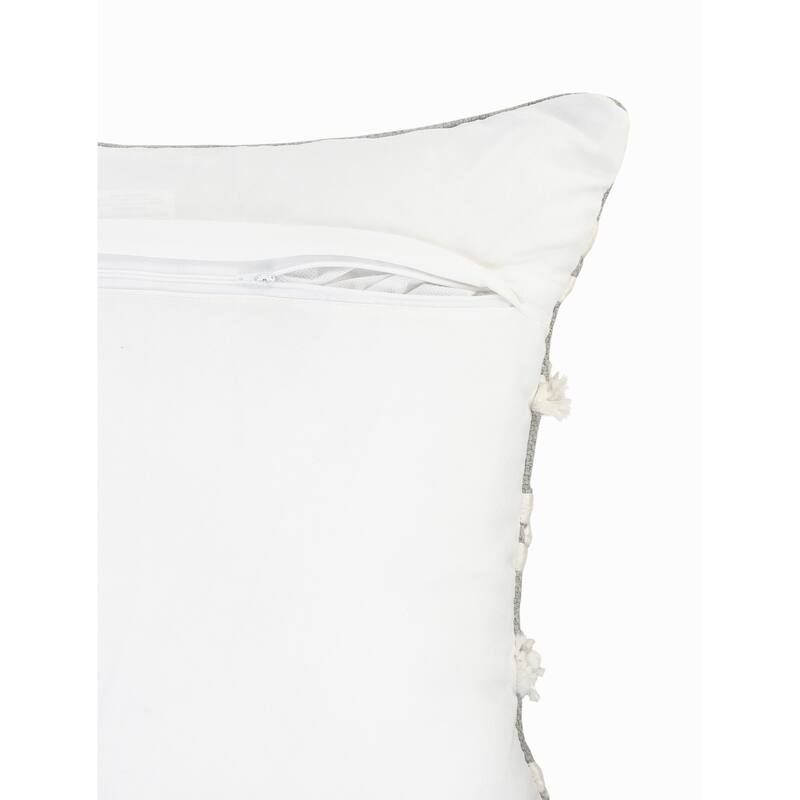 20" Gray and White Textured Square Throw Pillow