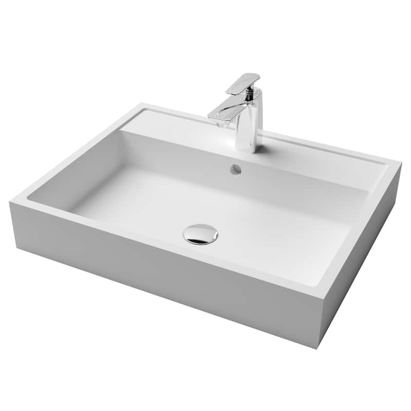 Modern Stone Resin Vessel Sink Matte White Artisan Design - Matte White