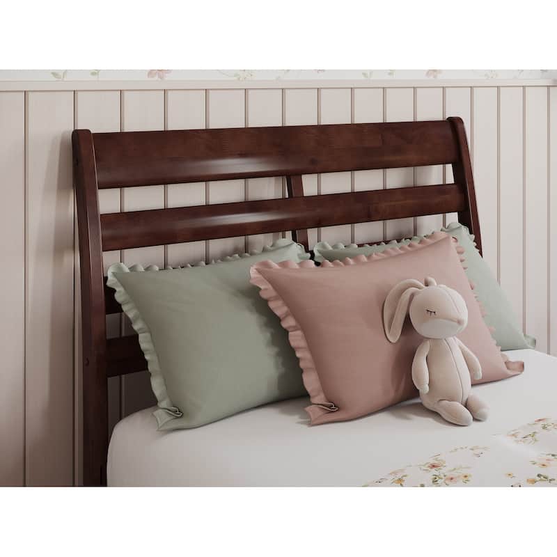 Savannah Solid Wood Headboard with Attachable Charger - Walnut - Twin