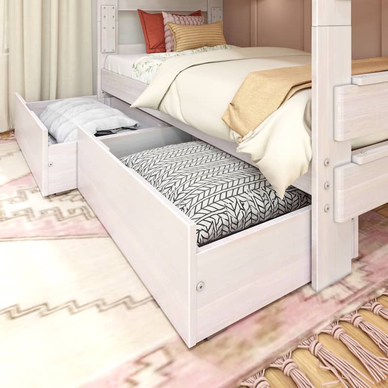 Max and Lily Farmhouse Twin over Twin Bunk Bed with Storage Drawers