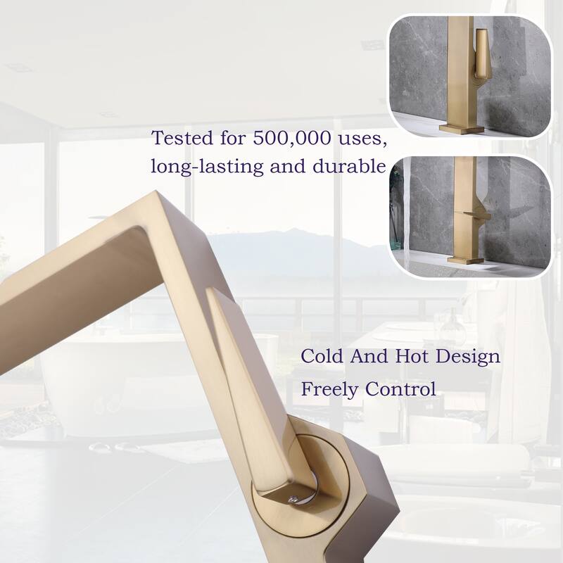 Deck Mounted Right-angle Bathroom Faucet Single Hole with Single Handle, Black/Gold/Grey