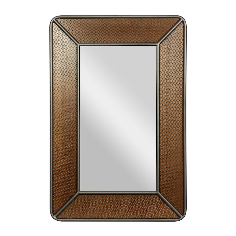 Brown Wood Industrial Wall Mirror 47 x 31 x 1 - 31 x 1 x 47