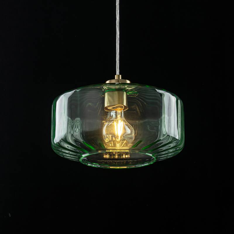 Starsky 1-Light Textured Glass Drum Pendant Light