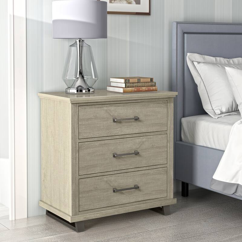 Contemporary 32" Wide Nightstand with 3 Drawers