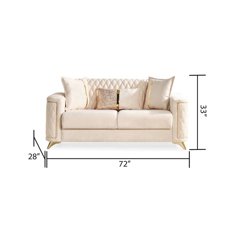 Luna Contemporary Style 2PC/3PC Livingroom Set Made with Wood & Velvet Fabric
