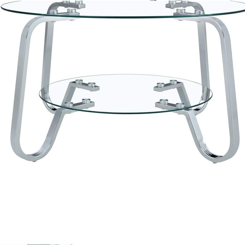 Vintage Minimalist Metal & Glass Coffee Table - 31.5" Square, Double Layer Tempered Glass