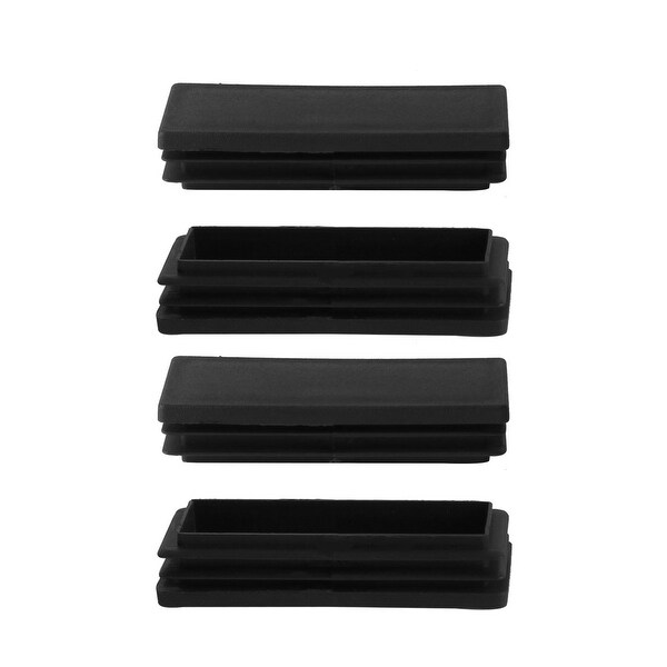 4pcs 30 x 80mm Plastic Rectangle Ribbed Tube Inserts End Cover, Furniture Feet Floor Protector