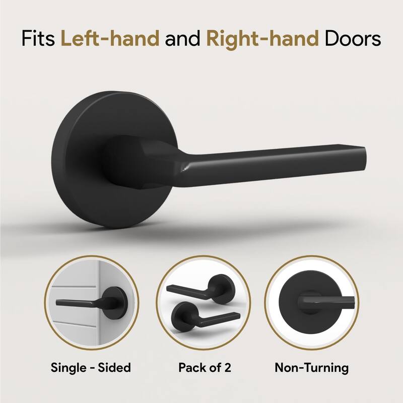 Mega Handles RALPH Round Dummy Door Lever for Closet and Hallway | Non-Turning Reversible Handing | Fits All Door Sizes