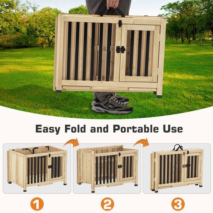 Lovupet Wooden Portable Foldable Pet Crate Indoor Outdoor Dog Kennel