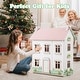 preview thumbnail 3 of 7, Wooden Dollhouse for Kids, 3 Levels, Double-Sided Roofs, and Interactive Doors - 22" x 14" x 26" (L x W x H)