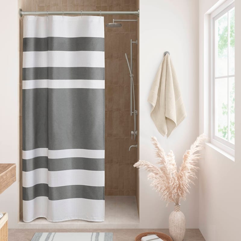 Madison Park Spa Waffle Shower Curtain with 3M Treatment