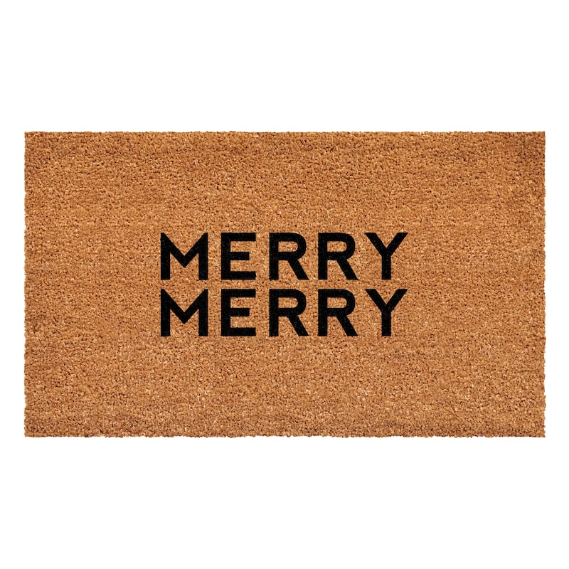 HomeRoots 17" X 29" Brown And Black Christmas Outdoor Coir Door Mat - 17.00' X '29.00