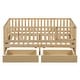 preview thumbnail 79 of 118, Roomfitters Twin Size Wood Daybed with Fence Guardrails, 2 Storage Drawers, Convertible Floor Bed, and Built-In Shelving
