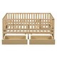 preview thumbnail 38 of 118, Wood Cribs Convertible Toddler Bed with Fence Guardrails and 2 Drawers Split into Independent Floor Bed and Daybed Slat Support