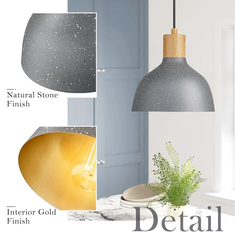 8" Gold Metal Pendant Light