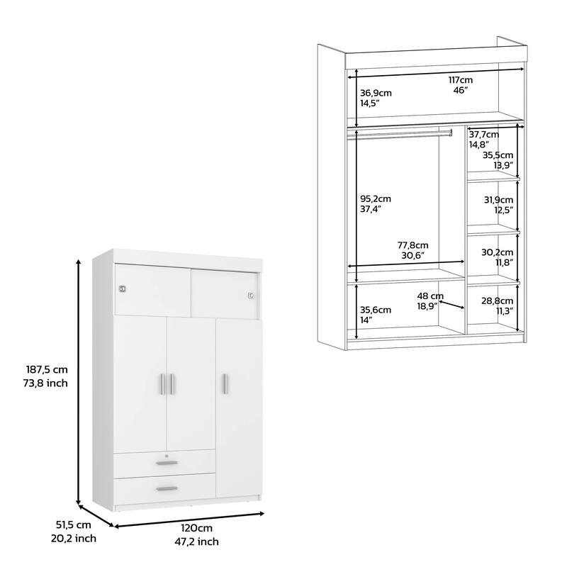 HomeRoots 47" White Two Drawer Dresser