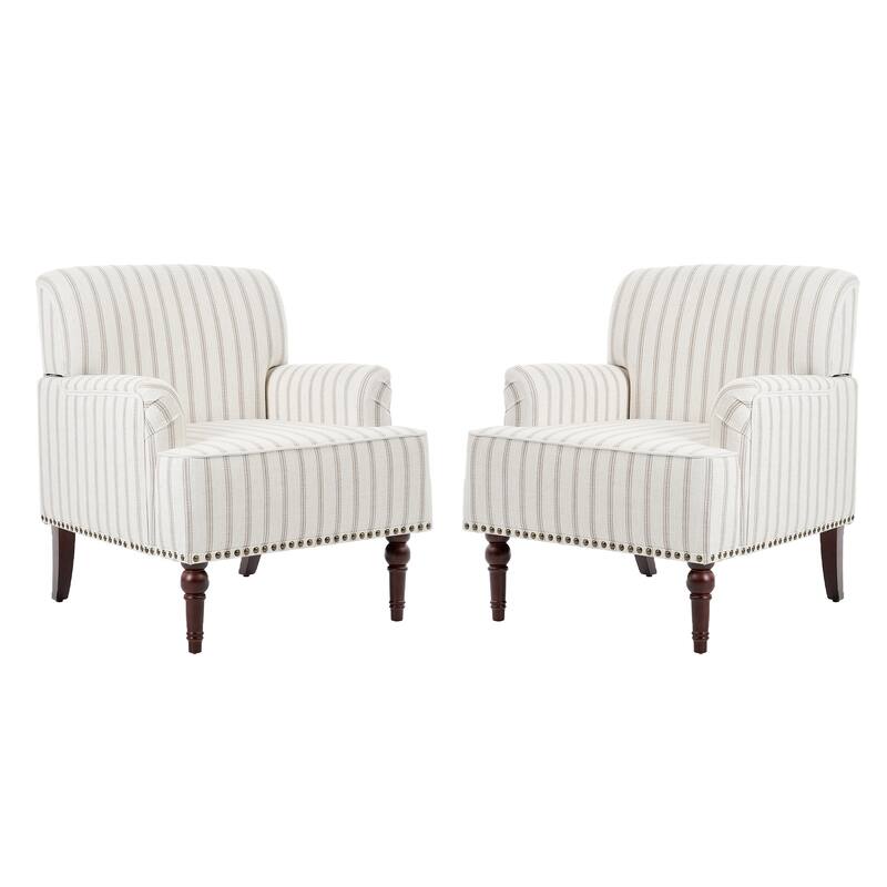 Linen Upholstered Armchair Nailhead Trim Accent Chair