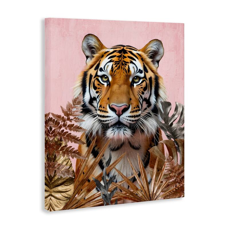 Stupell Fierce Tiger on Pink Canvas Wall Art Design By Kim Allen