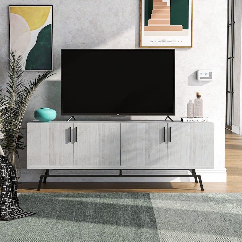 Adela Modern 60-inch Metal Base 4-Door Cabinet TV Stand