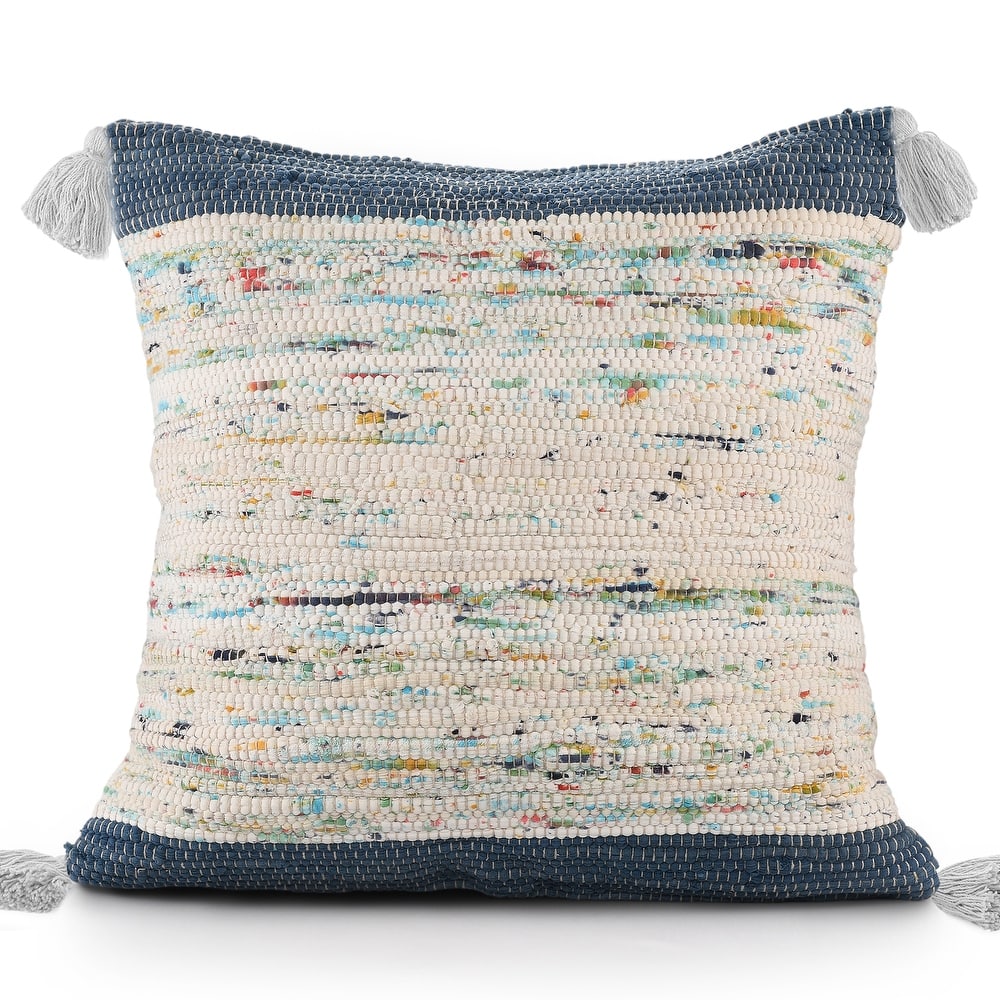 Sevita Handwoven Modern Abstract Cotton Throw Pillow, 20" x 20".