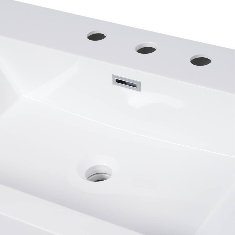 60" Large Rattan Bathroom Vanity Cabinet with SMC Sink