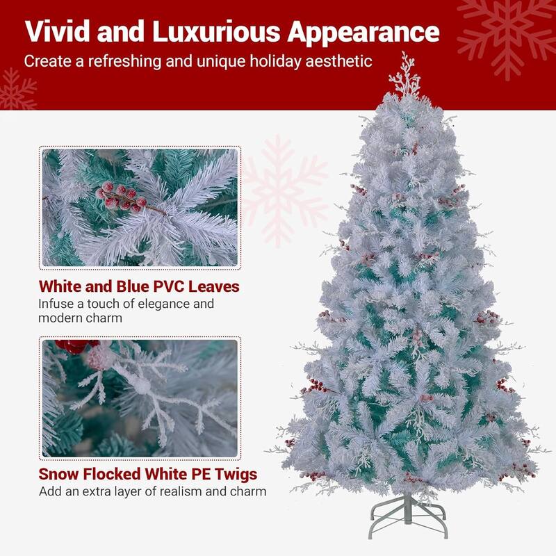 6/7 FT Pre-Lit Artificial Christmas Tree Hinged Lighted Xmas Tree