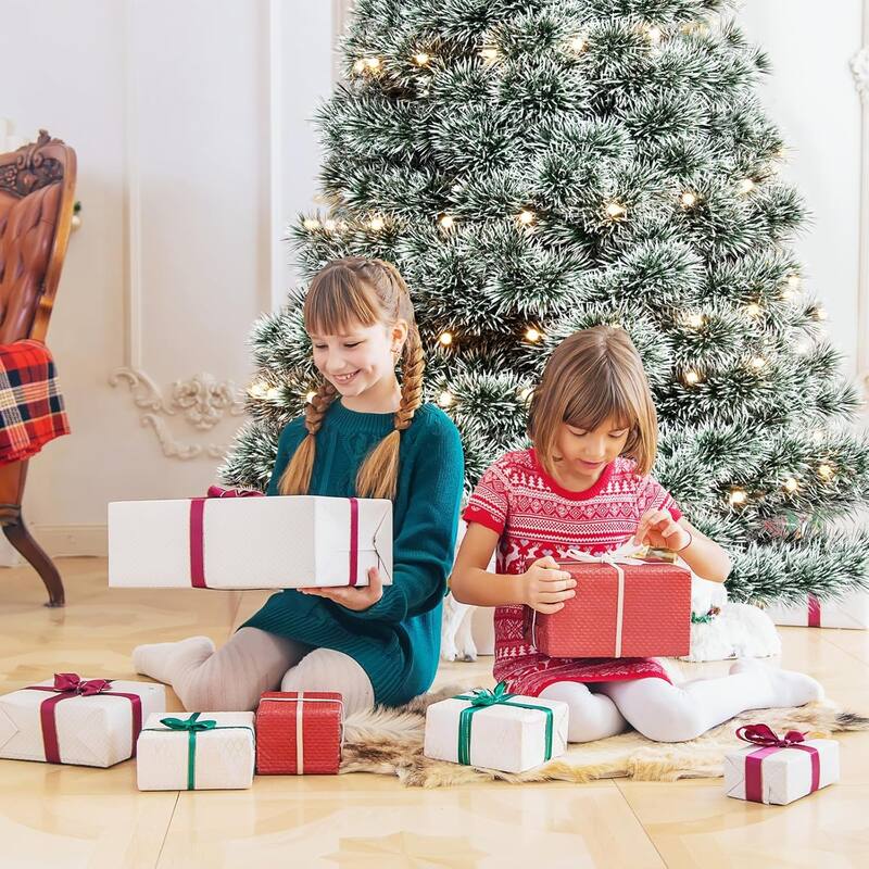 7.5ft Pre-lit Artificial Christmas Tree, Prelighted Artificial Hinged Spruce Xmas Tree 1000 Branch Tips, 450 Incandescent Lights