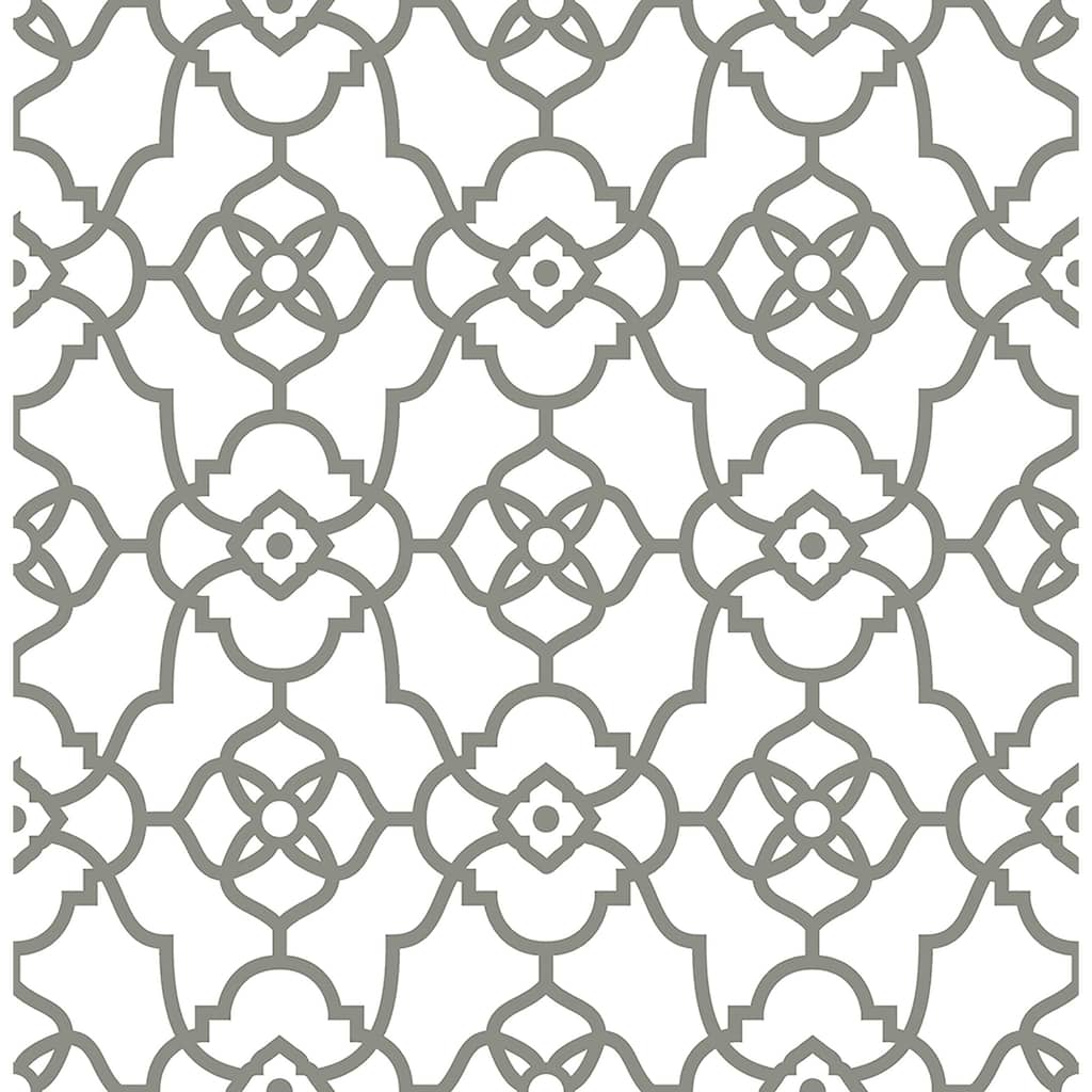 A-Street Prints Atrium Grey Trellis Wallpaper