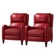 preview thumbnail 53 of 166, Brigida Multifunctional Modern Genuine Leather Nailhead Trim Recliner with Adjustable Footrest Set of 2 by HULALA HOME