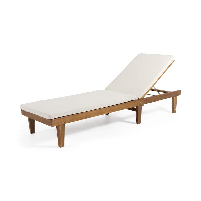 Nadine Outdoor Acacia Wood 3 Piece Chaise Lounge Set with Water-Resistant Cushions by Christopher Knight Home
